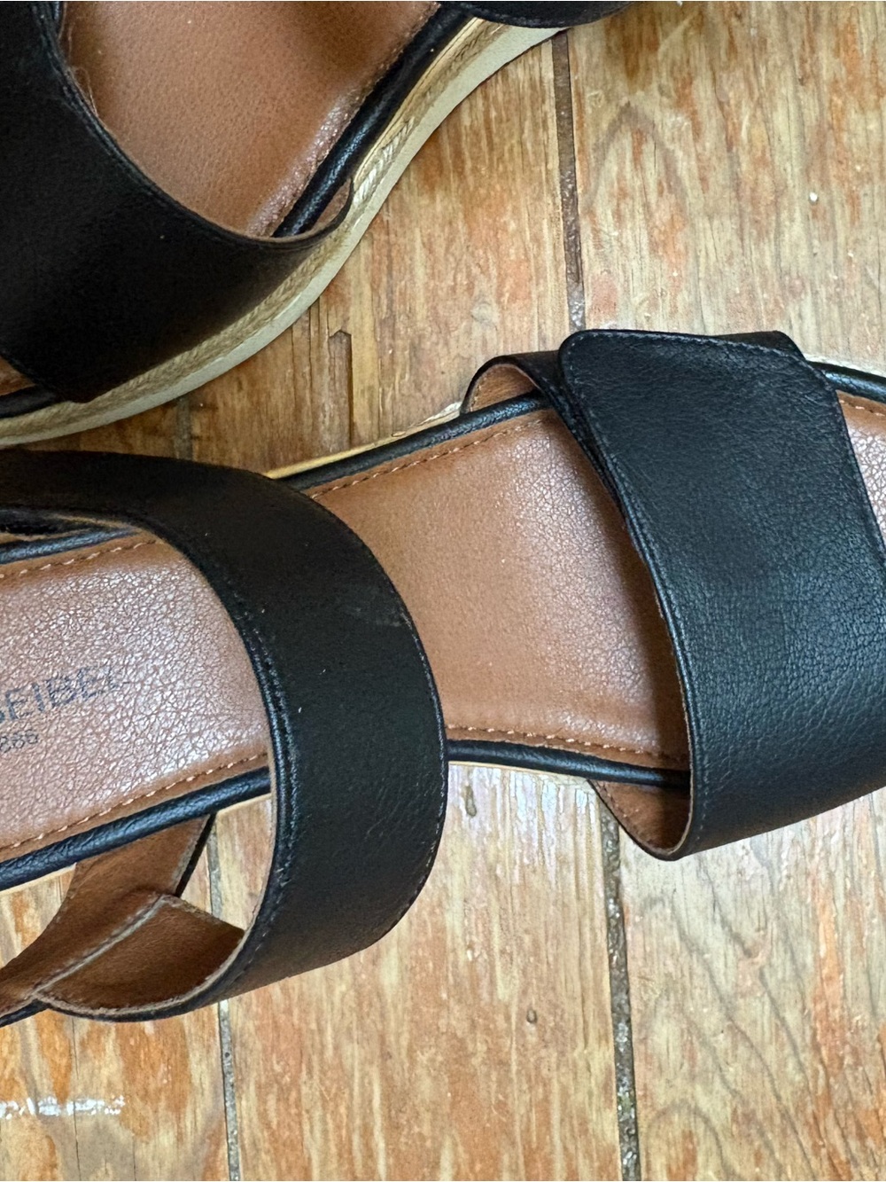 Josef Seibel Black and Brown Wedge Sandals - Picture 7 of 7